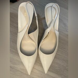 Zara Cream Slingback Heels with Pointed Toe